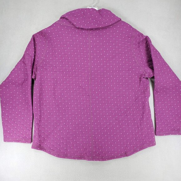 New Orvis Quilted Cowl Funnel Neck Womens Size XL Sweatshirt Double Faced Purple - Picture 3 of 5